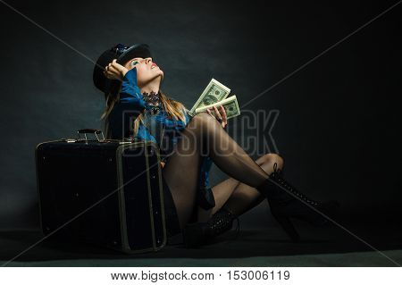 Steampunk Girl With Cash.