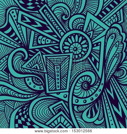 Abstract pattern  in  Zen tangle or Zen doodle style  in dark blue for wallpaper or  for packed something or for clothes or for cosmetic perfume or for web or for  techno background