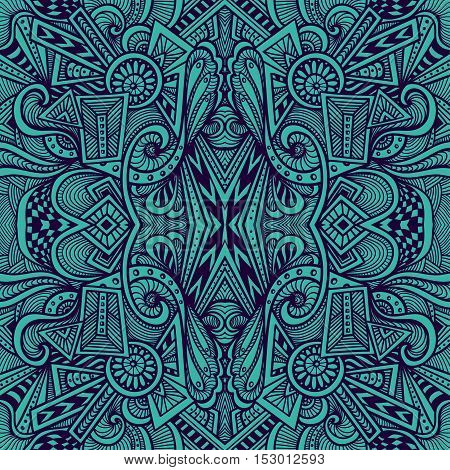 Abstract seamless pattern  in  Zen tangle or Zen doodle style  in dark blue for wallpaper or  for packed something or for clothes or for cosmetic perfume or for web or for  techno background