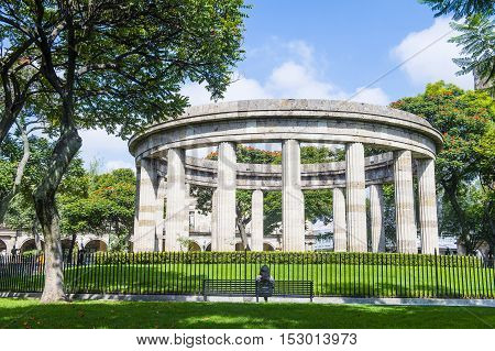 GUADALAJARA MEXICO - AUG 29 : The Rotonda de los Jaliscienses Ilustres in Guadalajara Mexico on August 29 2016. It honors the memory of the people of Jalisco