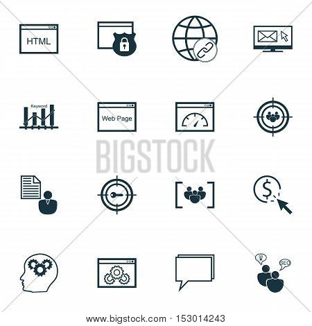 Set Of Advertising Icons On Newsletter, Focus Group And Seo Brainstorm Topics. Editable Vector Illus