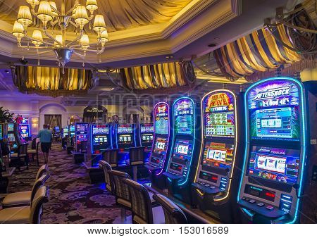 LAS VEGAS - OCT 05 : The interior of Bellagio hotel and casino on October 05 2016 in Las Vegas. Bellagio is a luxury hotel and casino located on the Las Vegas Strip. The Bellagio opened on 1998.