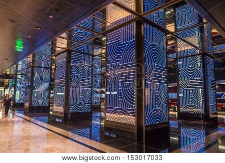 LAS VEGAS - OCT 05 : The Interior of Cosmopolitan hotel and casino on October 05 2016 in Las Vegas. The Cosmopolitan opened in 2010 and it has 2995 rooms and 75000 sq ft casino.
