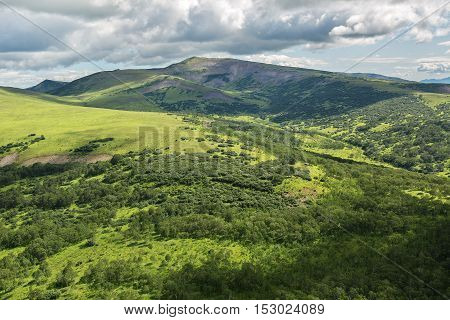 Kronotsky Nature Reserve on Kamchatka Peninsula. View from the helicopter.
