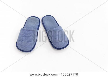 blue gray slippers on white background isolated