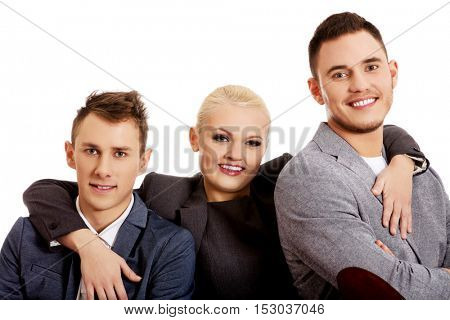 Happy business people - two man and woman