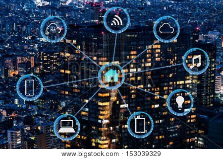 Internet of things futuristic background showing domotic connections