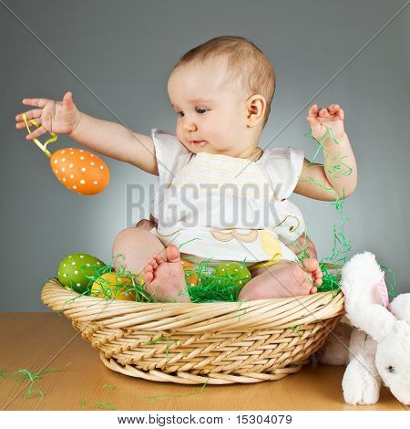 Young Cute Baby In An Easter Setting