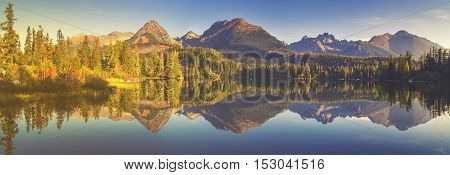 High resolution panorama of the lake in Strbske Pleso