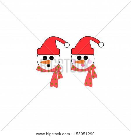 snow man and girl on white background