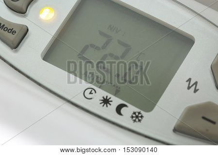 Closeup Of Modern Radiator With Digital Temperature