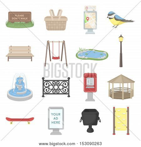 Park set icons in cartoon style. Big collection park vector symbol stock