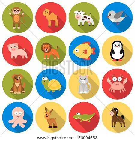 Animals set icons in flat style. Big collection animals vector symbol stock