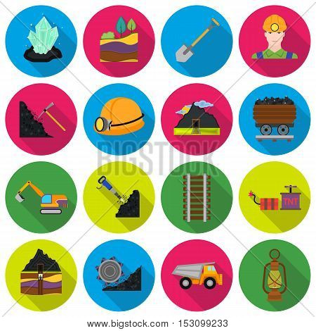 Mine set icons in flat style. Big collection mine vector symbol stock