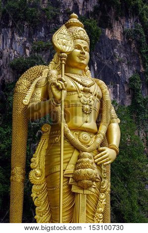KUALA LUMPUR MALAYSIA - January 17 2016. a Statue of Lord Muragan at Batu Caves.