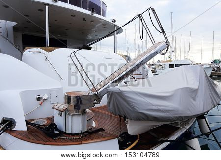 Stern Of White Luxury Yacht