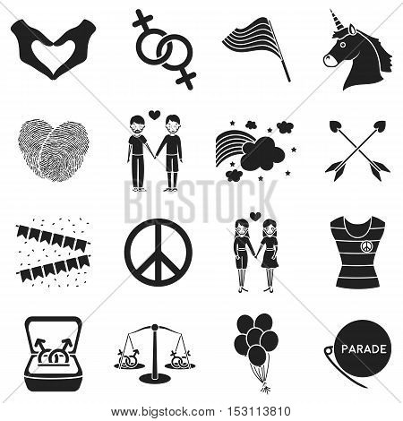 Gay set icons in black style. Big collection gay vector symbol stock