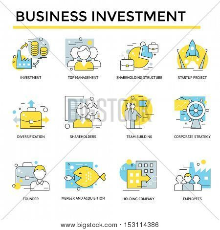 Business investment concept icons, thin line, flat design