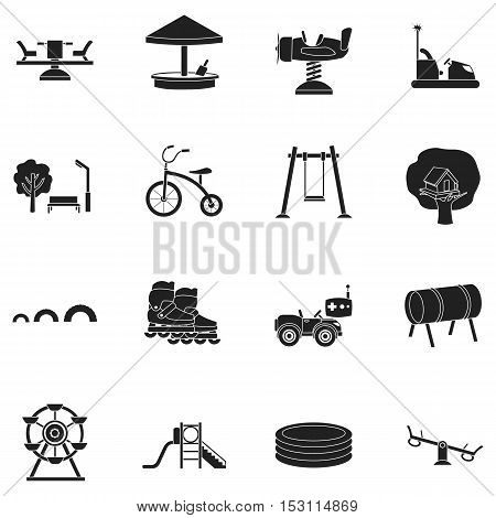 Play garden set icons in black style. Big collection play garden vector symbol stock