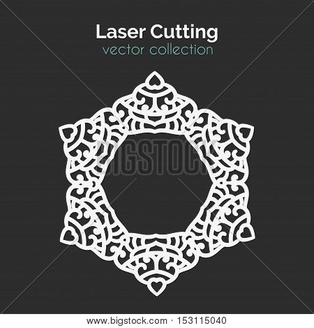 Laser Cutting Template. Round Card. Die Cut Mangala. Cutout Illustration With Ornamental Lace Decoration For Wedding Invitation Cards. Vector Design.