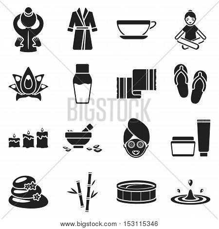 Spa set icons in black style. Big collection spa vector symbol stock