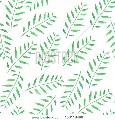 Seamless pattern with leaves. Watercolor illustration.