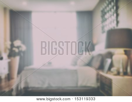 Blurred Background Bedroom In Modern Intrior Style