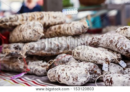 French Sausage At Street Market