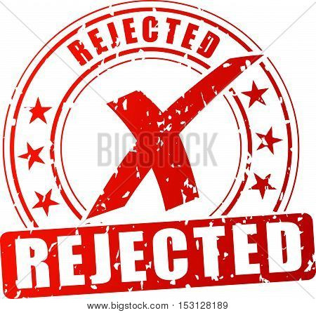 Illustration of rejected red stamp on white background