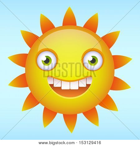 Happy smiling sun cartoon character. Vector illustration