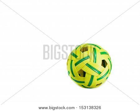 old rattan ball top view on white background
