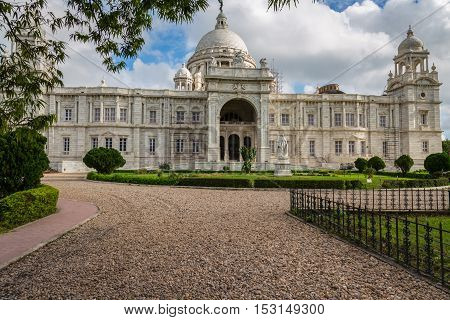 Historic Victoria Memorial architectural building and museum at Kolkata, India.