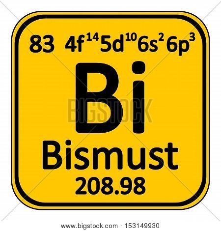 Periodic table element bismuth icon on white background. Vector illustration.