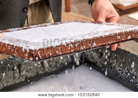 old papermaking craft hand canvas liquid paper
