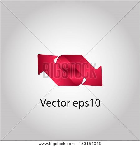Colored arrows on a gray background. Vector stickers