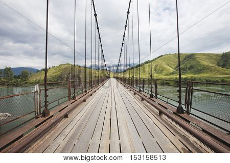 Katun river Bridge near the Multa village. Altai republic