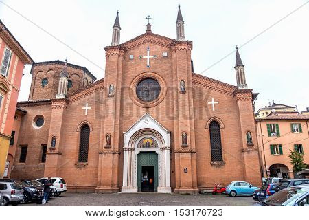 Bologna October 23 2016: facade of the San Martino church in Bologna