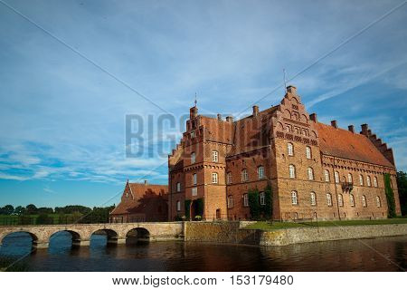 Beautiful Gisselfeld park palace and cloister, Denmark