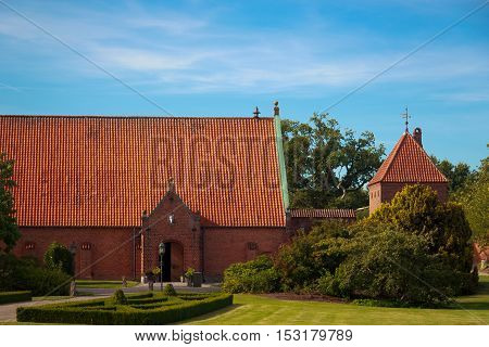 Beautiful Gisselfeld park palace and cloister, Denmark