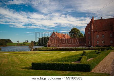 Beautiful Gisselfeld park palace and cloister, Denmark