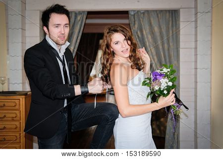 New married couple in a cafe