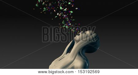 Weightloss or Weight Loss Danger with Woman Taking Pills 3D Illustration Render