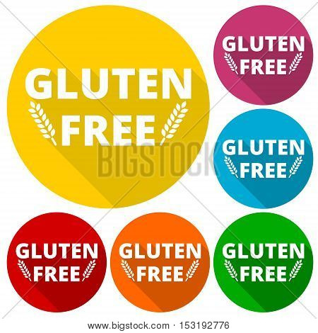 Gluten free icons set with long shadow