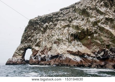 The Ballestas Islands are a group of small islands near the town of Paracas located within the Paracas District of the Pisco Province in the Ica Region on the south coast of Peru. Composed largely of rock formations and covering an estimated area of 0.12