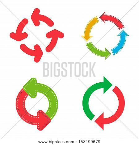 UI interface reload circle button element. Vector internet reload arrows button isolated. 