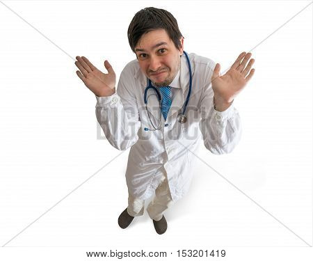 Confused, Uncertain And Unsure Doctor Apologizes. Failure Concep
