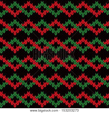 Knitting Seamless Pattern With Interwoven Zigzag Tapes