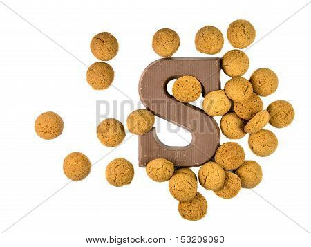 Bunch Of Pepernoten Cookies With Chocolate Letter