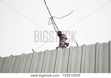 Telephony cable tied together and to pole