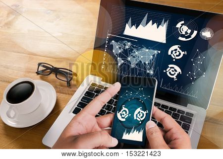 Business Team Workin Economics And Graphs Interfaces Market Stock Project Manager Researching Proces